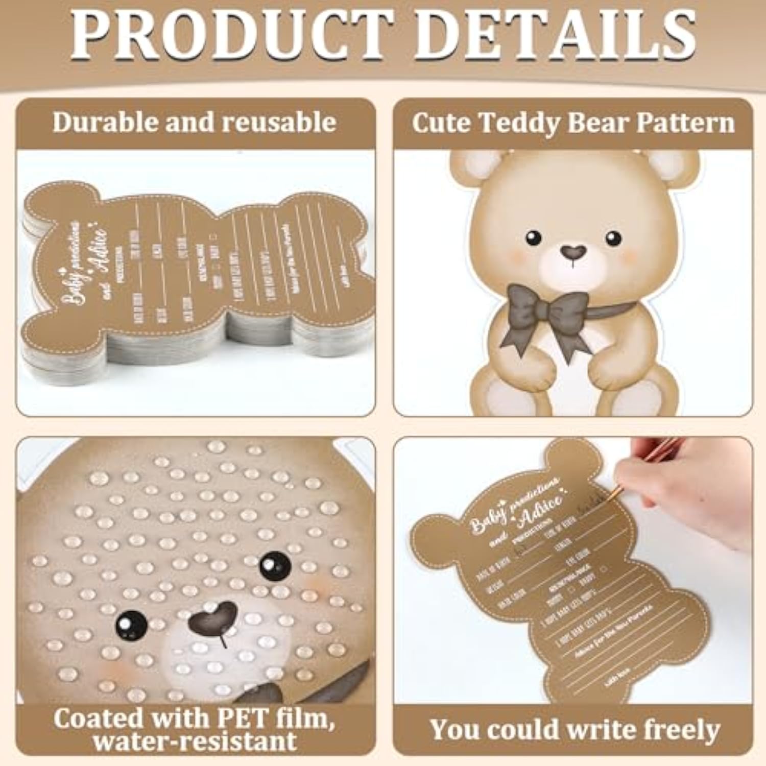 50 Pcs Teddy Bear Baby Shower Game Set Prediction And Advice Cards We Can Bearly Wait Baby Shower Decorations Bear Best Wishes Gender Neutral Game Party Activity Supplies