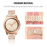 Compatible For Samsung Galaxy Watch 7/6/5/4 40Mm 44Mm/ Galaxy Watch Fe 2024/Watch 3 41Mm/ Watch 42Mm/Active 2 Band, 2 Pack 20Mm Women Jewelry Bling Metal Replacement Strap (Rose Gold)