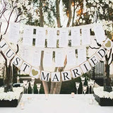 Just Married Banner Car Decorations, Gold Glitter Just Married Sign Garland For Bridal Shower Decorations, Photo Props And Car Decorations