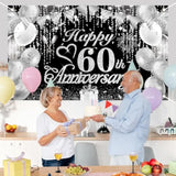 Black & Silver 60th Diamond Anniversary Party Banner