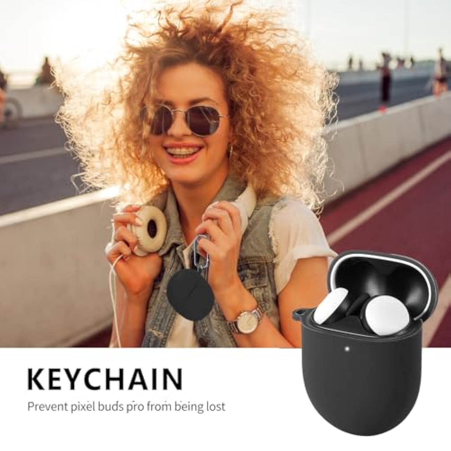 For Google Pixel Buds Pro & Buds Pro 2 Case Cover With Cleaner Kit, Soft Silicone Shockproof Protective Case Skin With Keychain For Men Women, Black