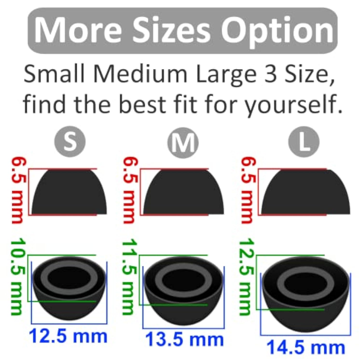 6 Pairs Eartips Compatible With Pixel Buds Pro Ear Tips Buds, Replacement Silicone Rubber Earbuds Gel Earplug Wing Fit In Case Accessories Compatible With Google Pixel Buds Pro - S/M/L Black