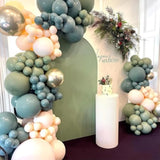 Dusty Sage Green Blue Gold Balloon Garland Kit, 107 Pcs Pastel Olive Green Slate Blue Beige Metallic Gold Balloon Arch Kit For Women Men Boho Birthday Wedding Baby Bridal Shower Party Decorations