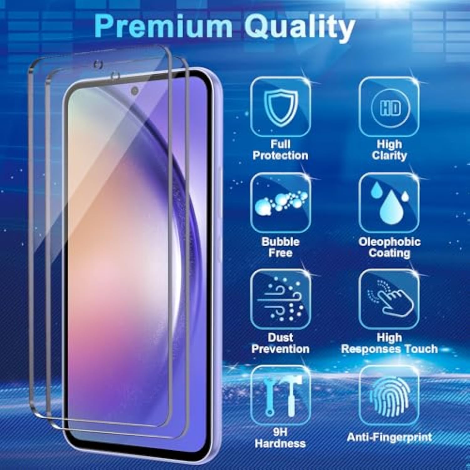[4+3 Pack Screen Protector Compatible With Galaxy A54 5G, 4 Tempered Glass With 3 Camera Lens Protectors, High Clarity, Anti-Shatter, Bubble Free