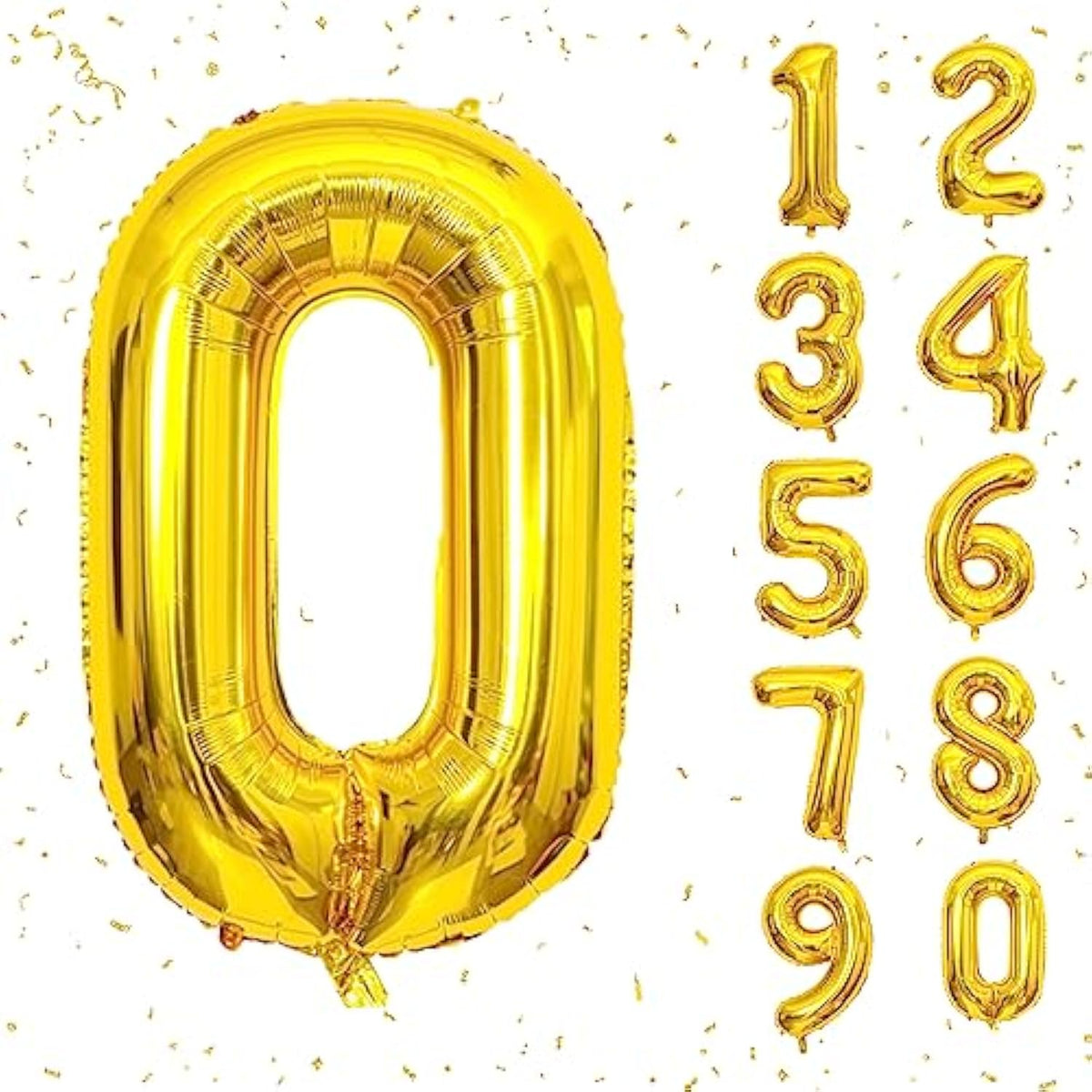 40 Inch Gold Number Balloons, Helium Mylar Foil Number Balloons For Birthday, Number 0 Balloon For Birthday Decorations For Kids, Anniversary Party Decorations Supplies