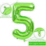 40 Inch Large Green Numbers Balloons 0-9, Number 5 Digital 5 Helium Balloons, Foil Mylar Big Number Balloons For Birthday Party Anniversary Supplies Decorations