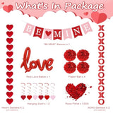 Red Valentine'S Day Decoration Set, Be Mine Banner, Love Heart Xo Garlands, Rose Petals, Hanging Swirls, Foil Love Balloons For Party Home Classroom Wedding Bedroom Office