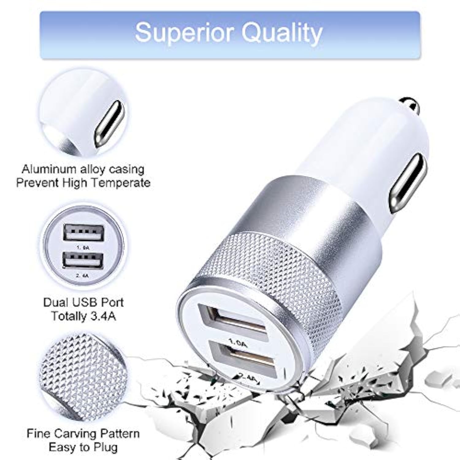 Fast Usb C Charger, Powerful Qc 3.0 Charger+Car Charger Adapter+6Ft Usb Type C Cable For Samsung Galaxy S24 Ultra/S24+/S23 Fe Ultra/S22/S21/S20,A16 A15,Note 20,Lg Stylo 6 5,Oneplus 11 12 10 Pro 9 8 7T