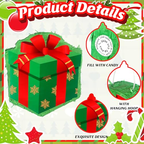 Christmas Piñata with Stick Blindfold Confetti Party Game,Gift Box