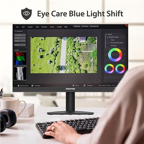 22 Inch Va Led Back Light Monitor 75Hz Fhd 1920 X 1080, 1080P 178° Wide View Frameless Computer Monitor 4Ms, Eye Care Technology, Ergonomic Tilt Vesa Mount, Hdmi Vga