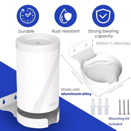 Wall Mount For Tp-Link Deco Be63/ Be65/Be67/Be68/Be10000/Be11000/Be14000 Mesh Wi-Fi 7 System, Saving Space Aluminum Alloy Wall Hanging Bracket Holder With Cable Storage Rack (White-3Pack)