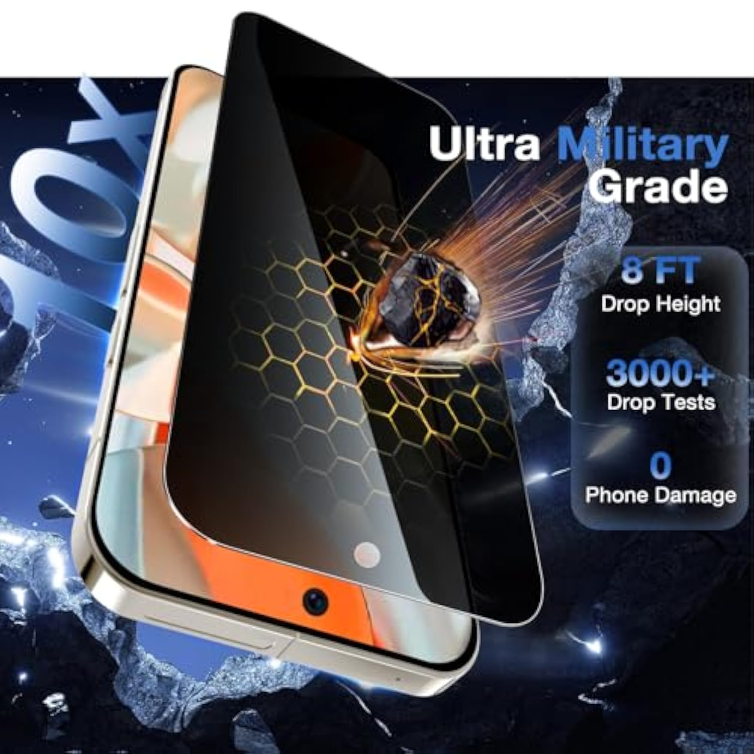 Pixel 9 Pro XL Privacy Screen Protector 2 Pack, 9H Glass, Fingerprint Unlock