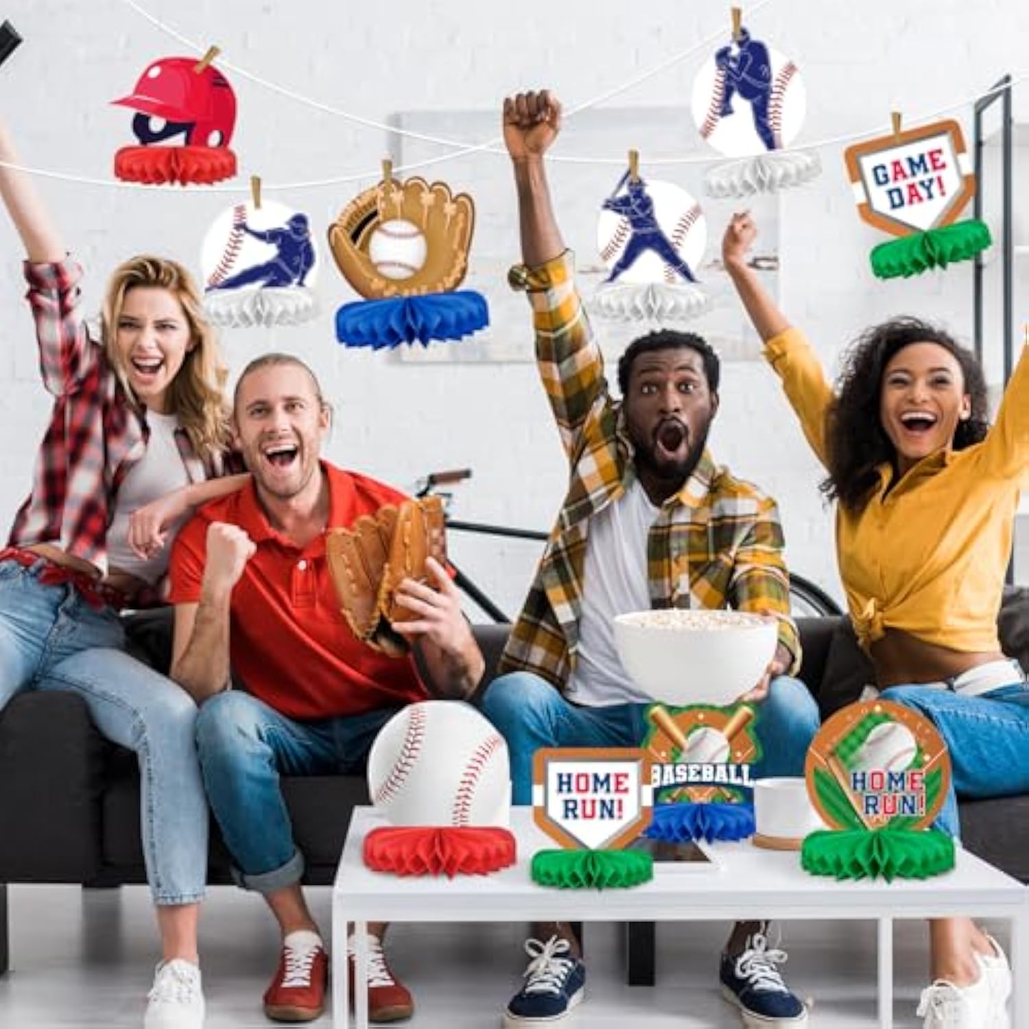 Baseball Party Supplies:Baseball-Themed Honeycomb Centerpiece For Baseball Birthday & Gameday Celebrations - Essential Decorations & Favors