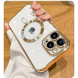 iPhone 13 Pro Clear Magnetic Case with Camera Protector and Gold Anti-Scratch Cover