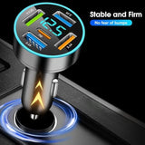 66W 5-Port Usb Car Charger Pd 30W Qc3.0 3.1A Cigarette Lighter Usb Charger With Led Voltmeter - Fast Charging Compatible With Iphone Ipad Samsung