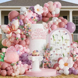 Spring Butterfly Birthday Party Decorations, 154Pcs Daisy Flower Pink Purple Balloons Arch Garland Kit With Butterfly Foil Balloons For Baby Shower Garden Tea Party Wedding Supplies