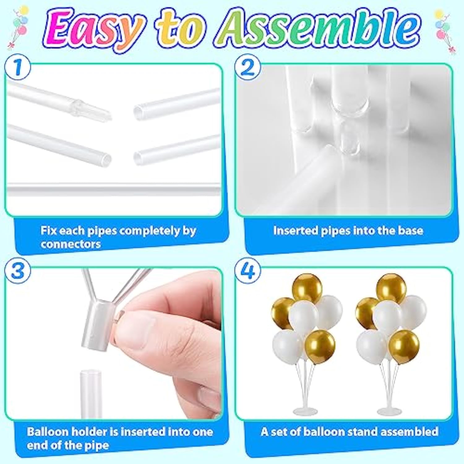 4-Set Balloon Arch Stand Kit with Bases and Sticks for Party Decorations