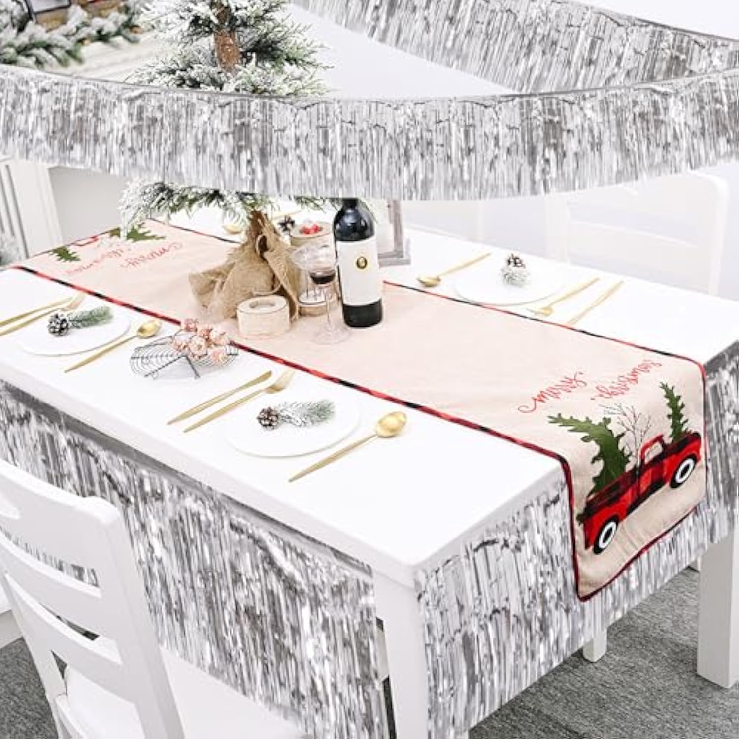 Silver Birthday Decorations Tinsel Garland Parade Float Decorations For Trailer 4Pack 12Ft Disco Party Decor Ceiling Fringe Banner Backdrop For Christmas Streamers Party Decorations