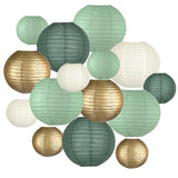 15-Pack Sage Green Gold Paper Lanterns Party Decorations