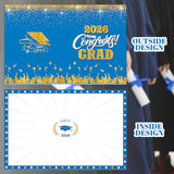 Graduation Decorations Blue And Gold 2025 - Guest Book Alternative, Graduation Cards Box With 36Pcs Graduation Advice Cards, Signature Board Congrats Grad Decoration Graduation Supplies 2025