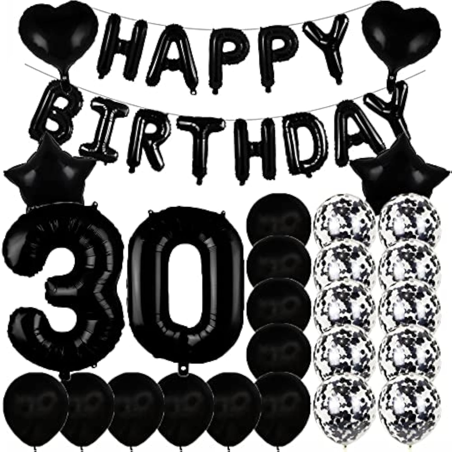 Sweet 30Th Birthday Decorations Party Supplies,Black Number 30 Balloons,30Th Foil Mylar Balloons Latex Balloon Decoration,Great 30Th Birthday For Girls,Women,Men,Photo Props