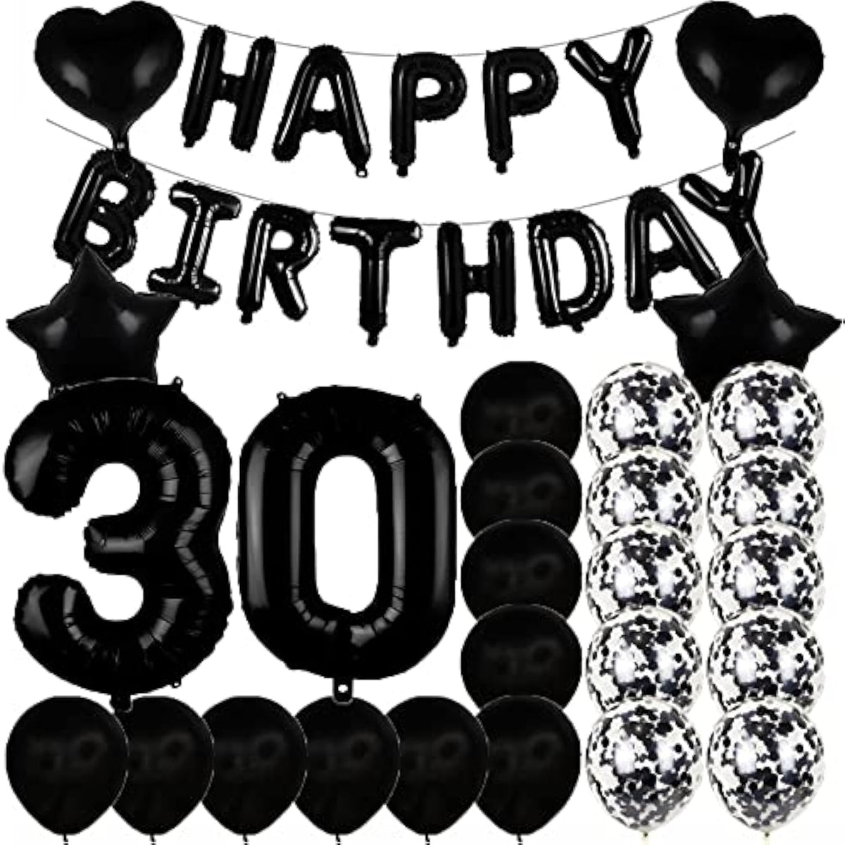Sweet 30Th Birthday Decorations Party Supplies,Black Number 30 Balloons,30Th Foil Mylar Balloons Latex Balloon Decoration,Great 30Th Birthday For Girls,Women,Men,Photo Props