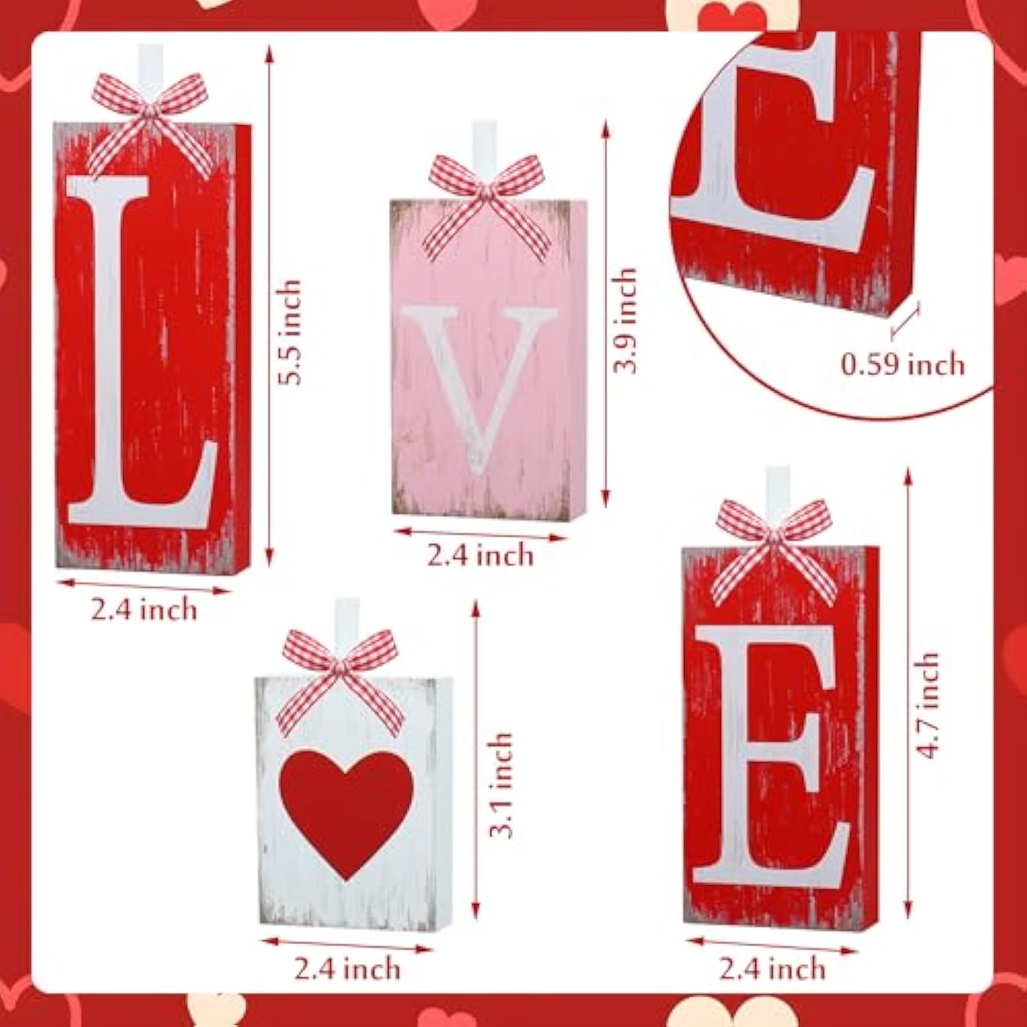 Heart Table Block Signs Wooden Tiered Tray Decor Heart Love Tabletop Signs Rustic Farmhouse Centerpieces For Wedding Party Home Shelf Decorations