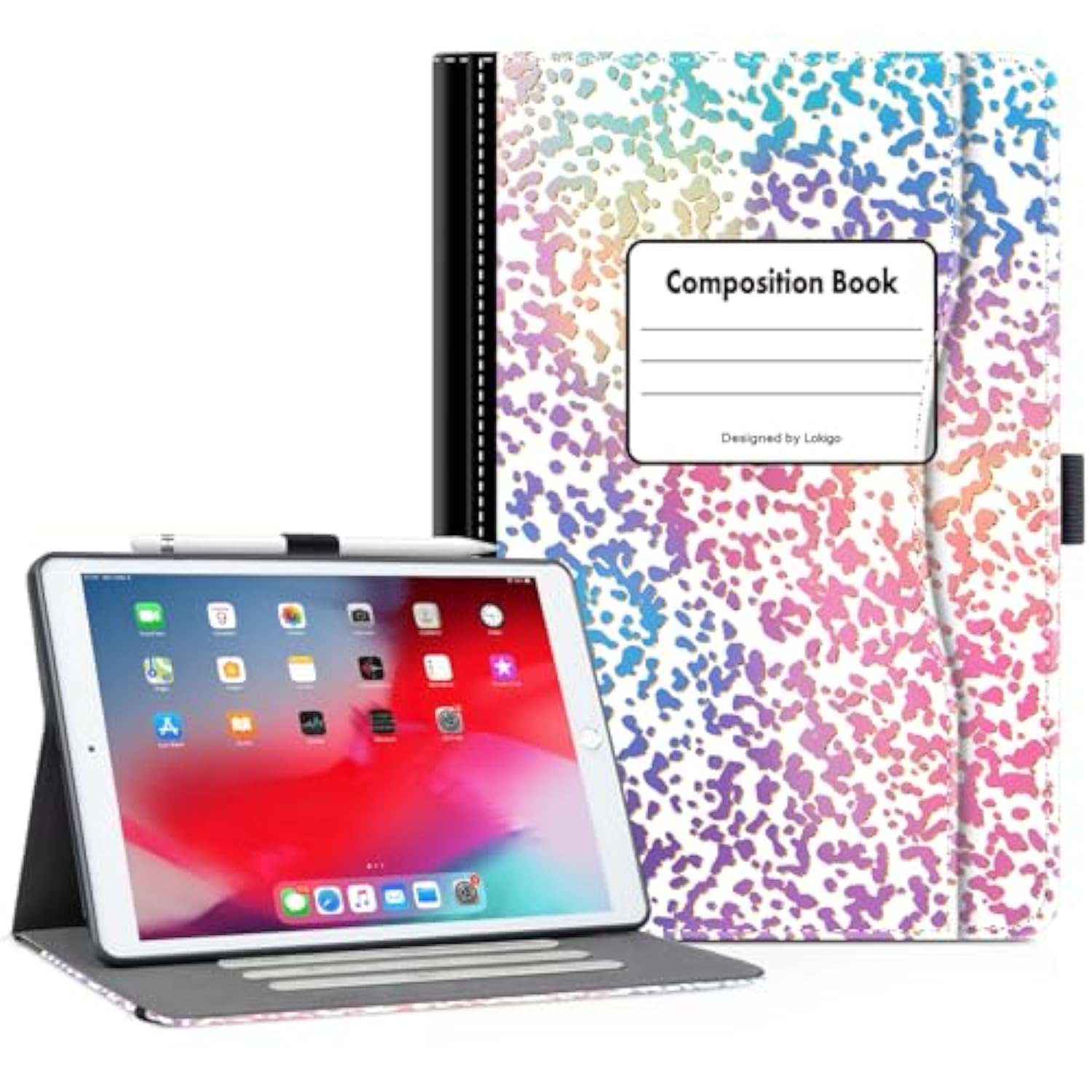 10.2 Case, 9Th Generation Case, Case For 9Th/8Th/7Th Gen (2021/2020/2019) 10.2 Inch, Slim Smart Multi Viewing Case With Pencil Holder/Pocket/Hand Strap, Auto Wake/Sleep, Pink Notebook