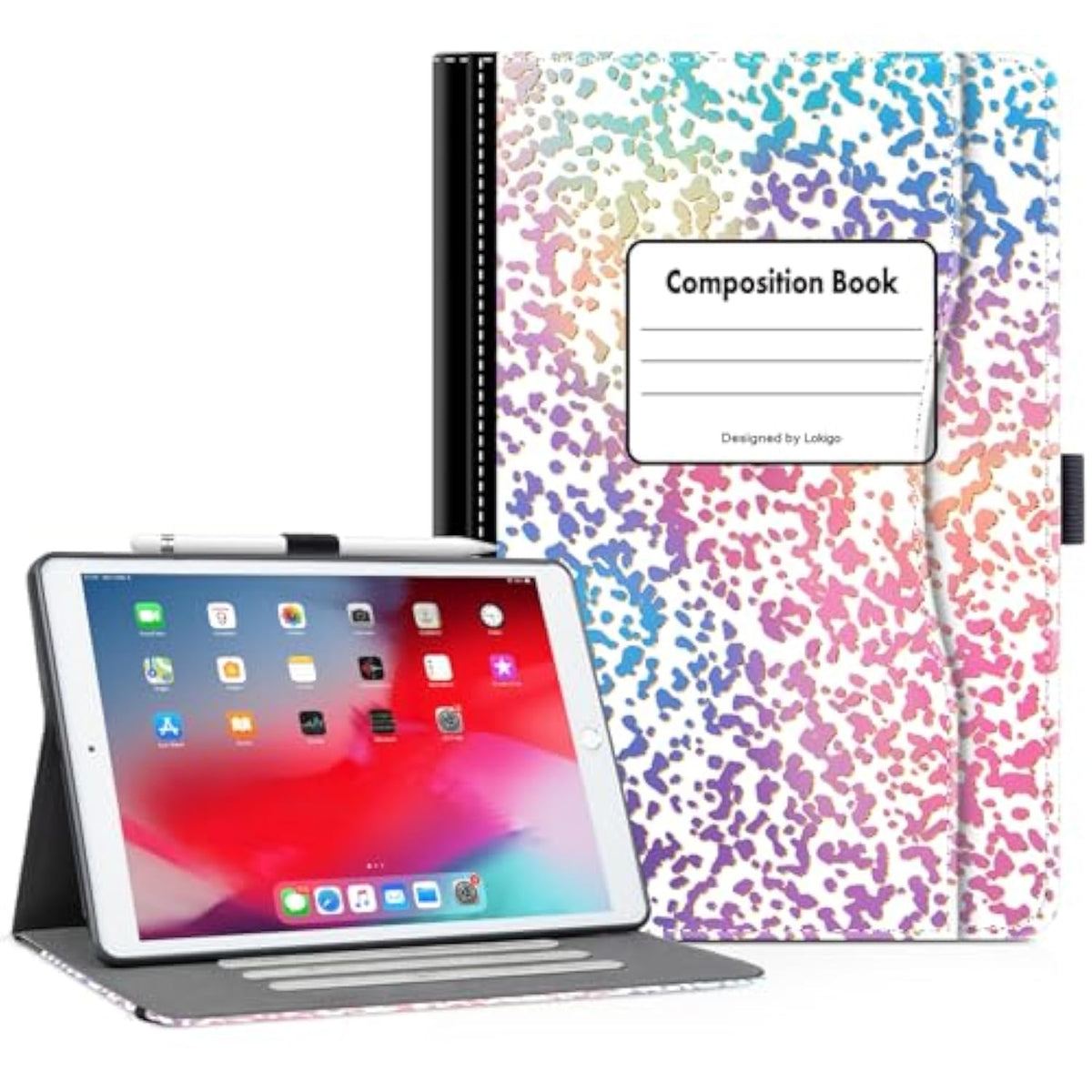 10.2 Case, 9Th Generation Case, Case For 9Th/8Th/7Th Gen (2021/2020/2019) 10.2 Inch, Slim Smart Multi Viewing Case With Pencil Holder/Pocket/Hand Strap, Auto Wake/Sleep, Pink Notebook