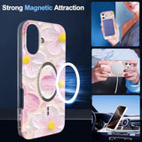 Magnetic For Iphone 16 Case Cute For Women Girls, Compatible With Magsafe,[Drop Protection] Slim Colorful Flowers Heart Oil Painting Girly Phone Case For Iphone 16 6.1Inch