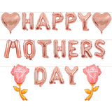 Mother's Day Balloons Rose Gold Happy Mothers Day Balloons Banner Heart Balloon Pink Rose Balloon for Mother's Birthday Theme Party Decorations & Gifts for Mom - 19 Pcs