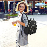Mini Backpack For Women, Waterproof Stylish Daypack Purse Shoulder Bag With Usb Charging Port, Lightweight Small Casual Daily Travel Backpack, Lady Girls Gifts For Work School, 2Pcs Sets, Black