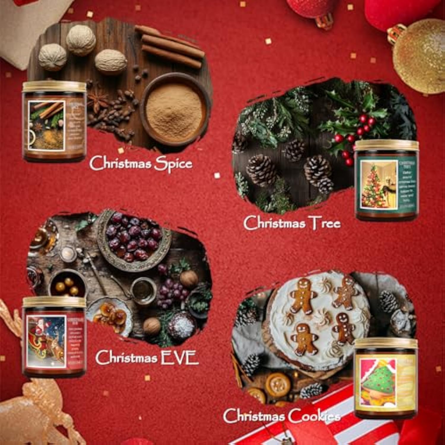 Christmas Candle | Christmas Cookies Candle Scents Of Merry Cookie Dough Sugar Cookies For Santa Holiday, Christmas Scented Candles For Home - 7 Oz Aromatherapy Jar Candles, Gift For Women And Men