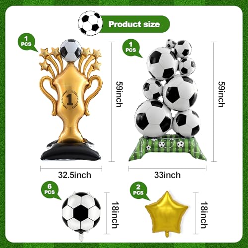 10PCS Soccer Balloons Set – Large Soccer Balloon & Trophy Balloon for Soccer Party Decorations, Birthday Supplies for Soccer Fans, 2026 Championship Decor