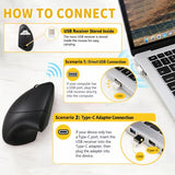 Left Handed Mouse, Vertical Left Handed Ergonomic Wireless Mouse, Ideal For Lefty Users, Gaming & Office Use, Compatible With Windows/Macos/Ipados. Black