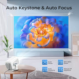 [Officially Liscensed App] Smart Projector with WiFi and Bi-directional Bluetooth Native 1080P FHD 4K Support Auto Focus & Keystone Built-in Android
