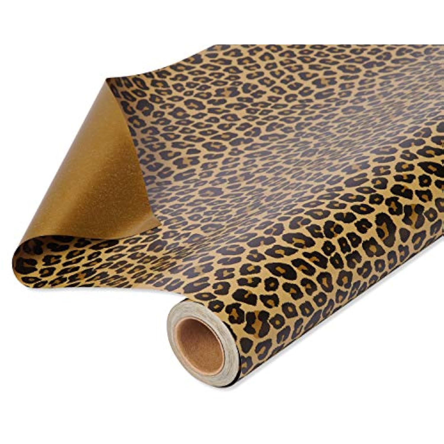 American Greetings Reversible Wrapping Paper Jumbo Roll, Leopard and Gold (1 Roll, 175 sq. ft.)