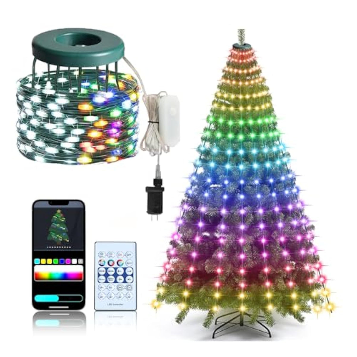 Christmas Tree Lights, Christmas Lights Indoor Outdoor 200 Led 6.6Ft X 10 String Lights With Diy Scenarios 24 Modes Remo