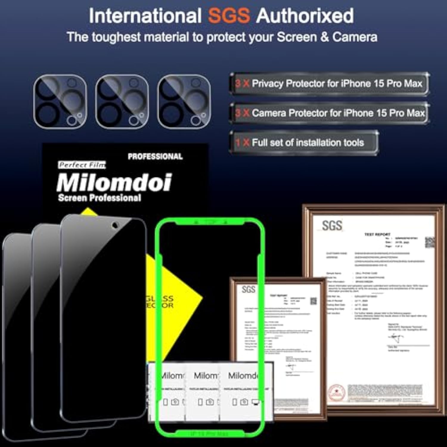 Iphone 15 Pro Max Privacy Screen Protector 3 Pack With Camera Lens Black
