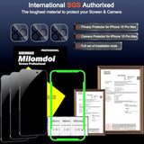 Iphone 15 Pro Max Privacy Screen Protector 3 Pack With Camera Lens Black