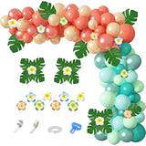 Tropical Balloon Garland Kit: Rose Gold, Blush, Blue, Palm Leaves