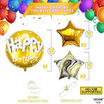 , Gold Happy Birthday Balloon Set - 23 Inch, Big, Pack Of 5 | Happy Birthday Mylar Balloons, Golden Birthday Balloons | Gold Party Decorations, Golden Happy Birthday Decorations