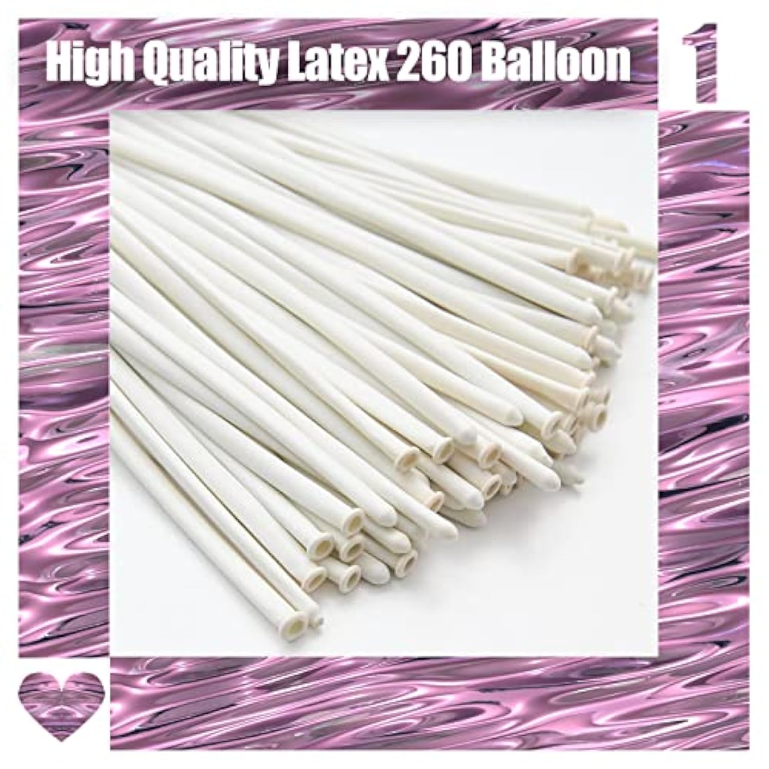 White Latex Long Balloons 260Q - DIY Party Decorations (100pcs with Ties)