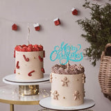 Glitter Blue Merry Christmas Cake Topper Festive Holiday & New Year Decor