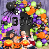 149Pc Halloween Balloon Arch Kit – Orange Black Purple Green with Pumpkin & Ghost
