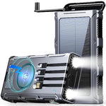 Power Bank Wireless Charger 45800Mah Built In Hand Crank And 4 Cables 15W Fast Charging Power Bank 7 Outputs & 4 Inputs Solar Portable Charger, Sos/Strobe/Strong Flashlights, Compass