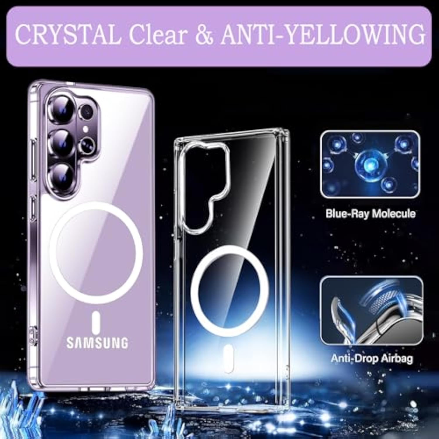 Samsung Galaxy S26 Ultra 5G Clear Magnetic Phone Case with Camera Protection and Privacy Screen Protector