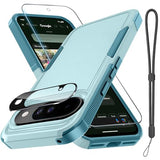 for Google Pixel 10 & Pixel10 Pro Case with Wrist Lanyard Strap+Tempered Glass Screen Protector+Camera Lens Cover,Full Body Heavy Duty Rugged
