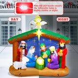 8Ft Christmas Inflatables Nativity Scene, Blow Up Christmas Nativity Scene, Led Lighted The Birth Of Jesus Scene Inflata