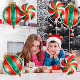 6Pcs Christmas Balloons - Round Candy Lollipop Foil Balloon, Hanging Balls Balloons For Christmas Decorations, New Year Candies Party Decor, Birthday Decorations For All Ages